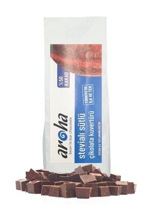 %50 Kakao - Şekersiz Glutensiz Lesitinsiz Stevialı Sütlü Çikolata Kuvertürü (500 Gr.) KUVMILSTE500