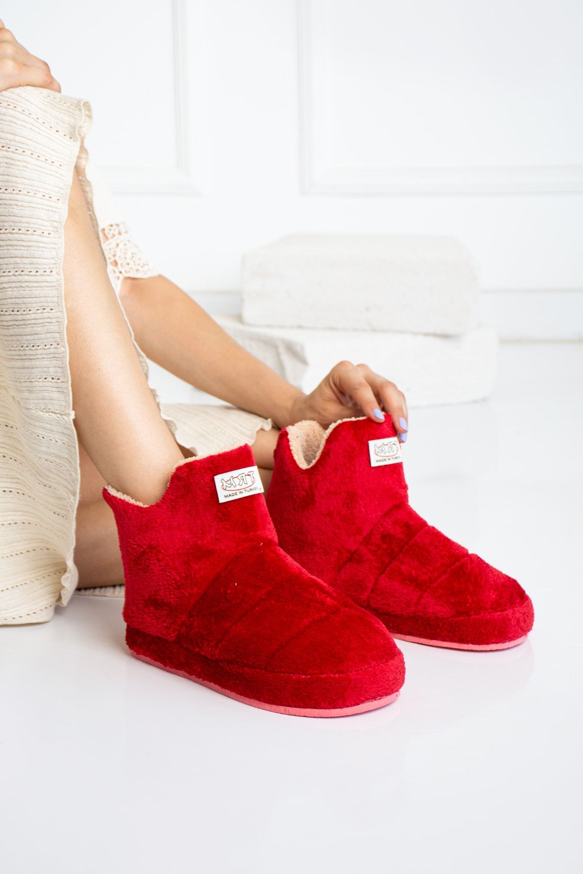 Red slipper boots on sale