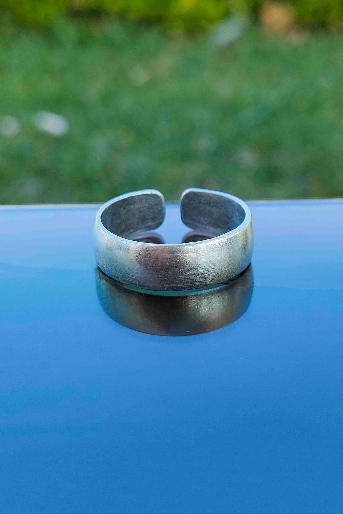 TREND COLLECT ON Matte Silver Plated Plain Ring Knight Adjustable