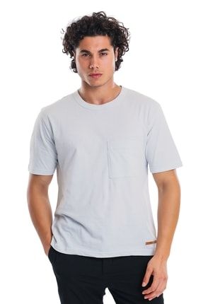 Pamuklu Cep Detaylı Erkek Düz Renk Basic Tişört 1001