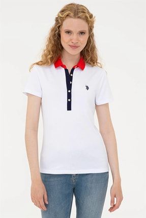 Kadın Beyaz Polo Yaka T-shirt Basic G082SZ011.000.1273734.VR013