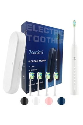 Şarj Edilebilir Elektrikli Beyaz Diş Fırçası 5 Modlu 4 Yedek Başlık Seyahat Kabı Hediye TYC00512462467