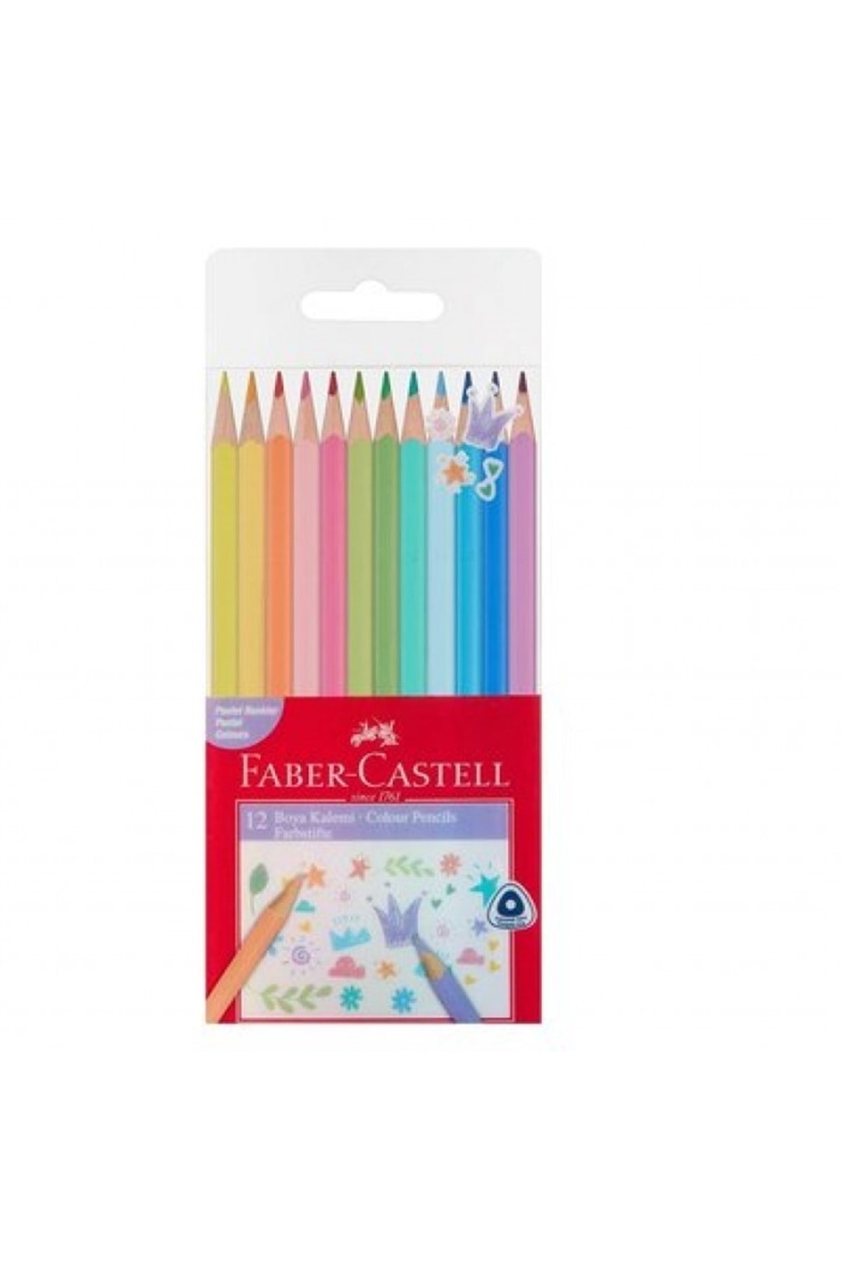 Faber Castell 12 Li Kuru Boya Kalemi - Pastel Renkler