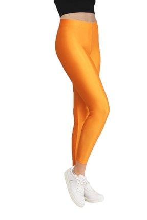 Kadın Parlak Bilek Boy Orta Yüksek Bel Disko Slim Fit Renkli Sporcu Tayt - 4892 4893