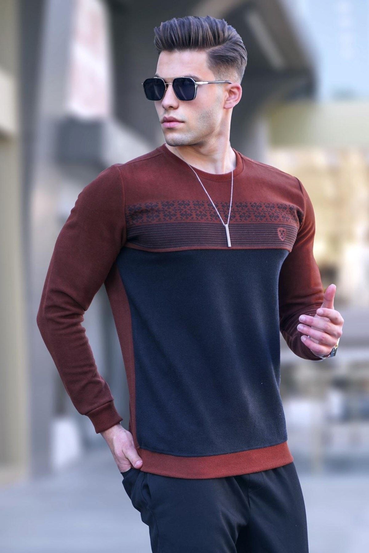 Madmext Pullover Orange Regular Fit Fast ausverkauft