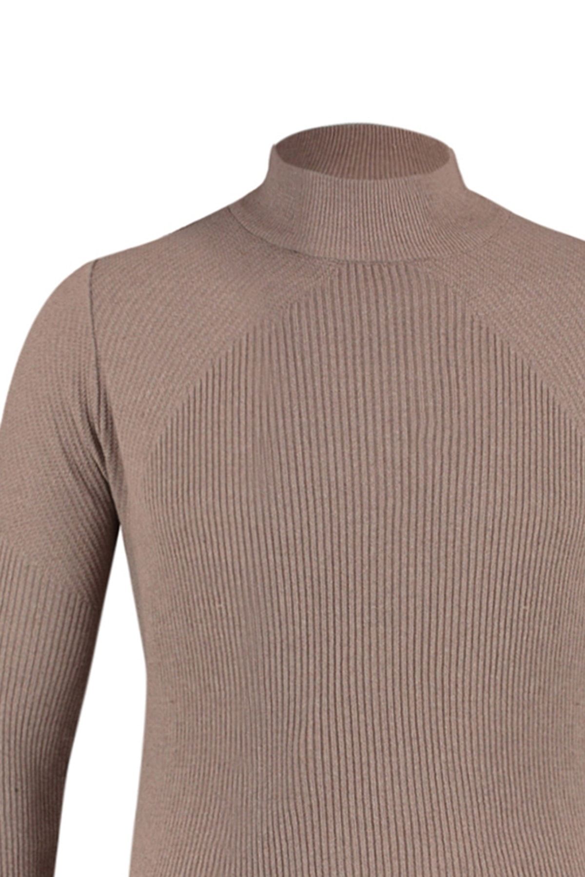 Vizon Erkek Fitted Dar Kalıp Yarım Balıkçı Yaka Fitilli Triko Kazak TMNAW21KZ0553