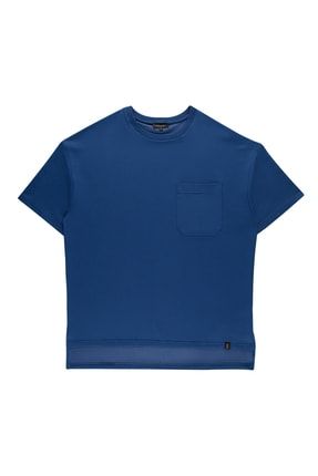 Poseıdon Kısa Kollu Indigo Mavi T-shirt T8654321
