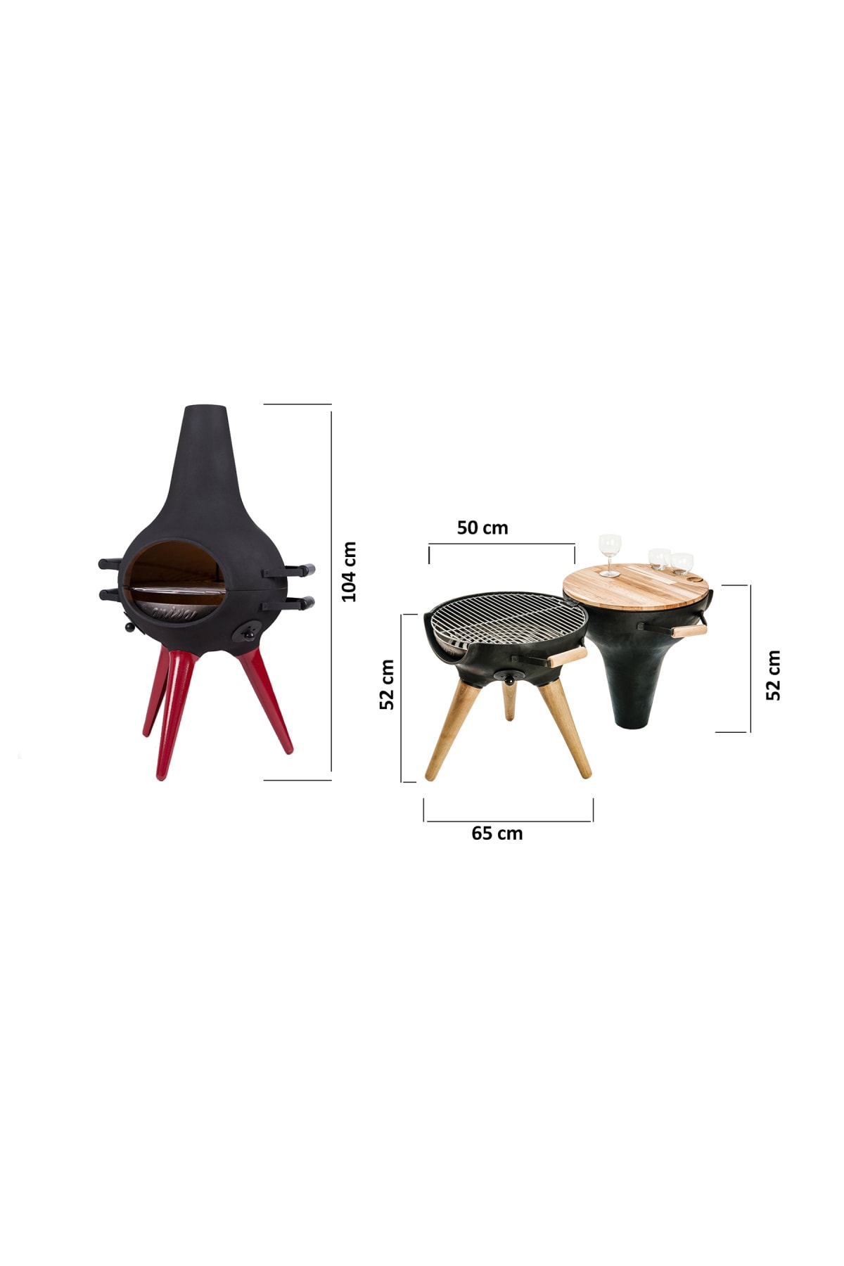 Cosa Barbekü Kırmızı Kısa Metal Ayak 6