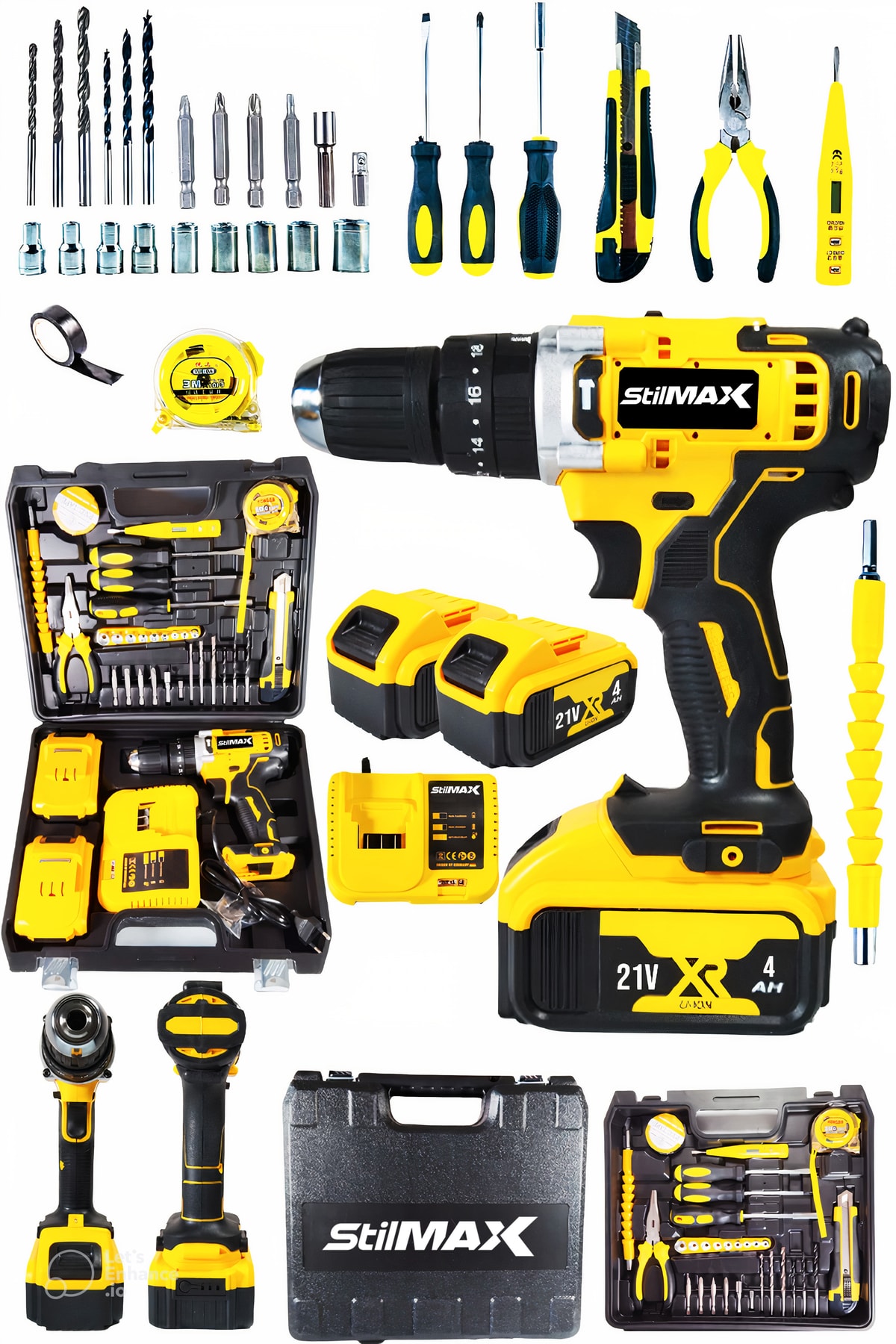 STILMAX Şarjlı Matkap Lion Çift Akülü Turbo Darbeli 21v 4ah Çift Vuruşlu Metal Şanzıman Full Takım Setli