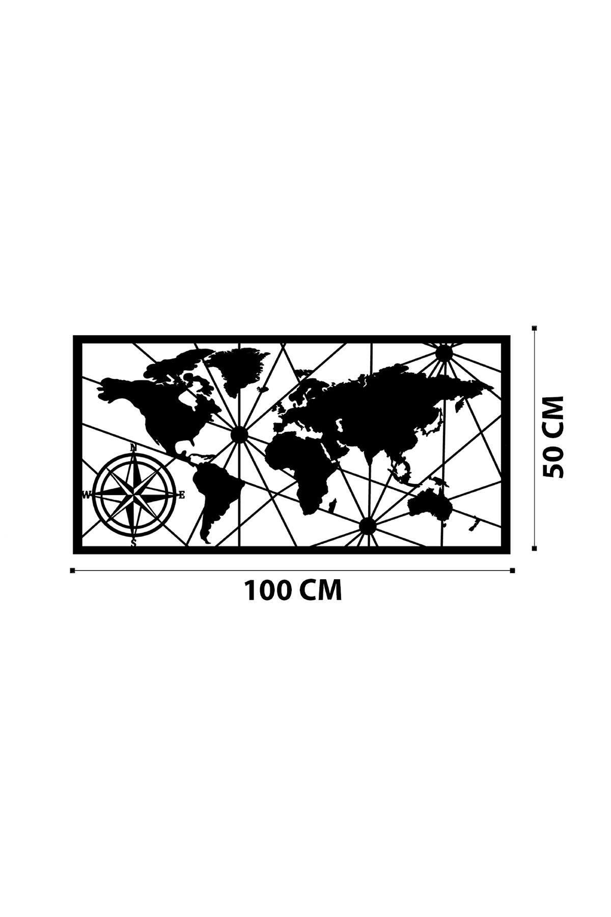 DoreArt World Map Medium Metal Duvar Tablosu, Ev Ofis Duvar Panosu VB9429