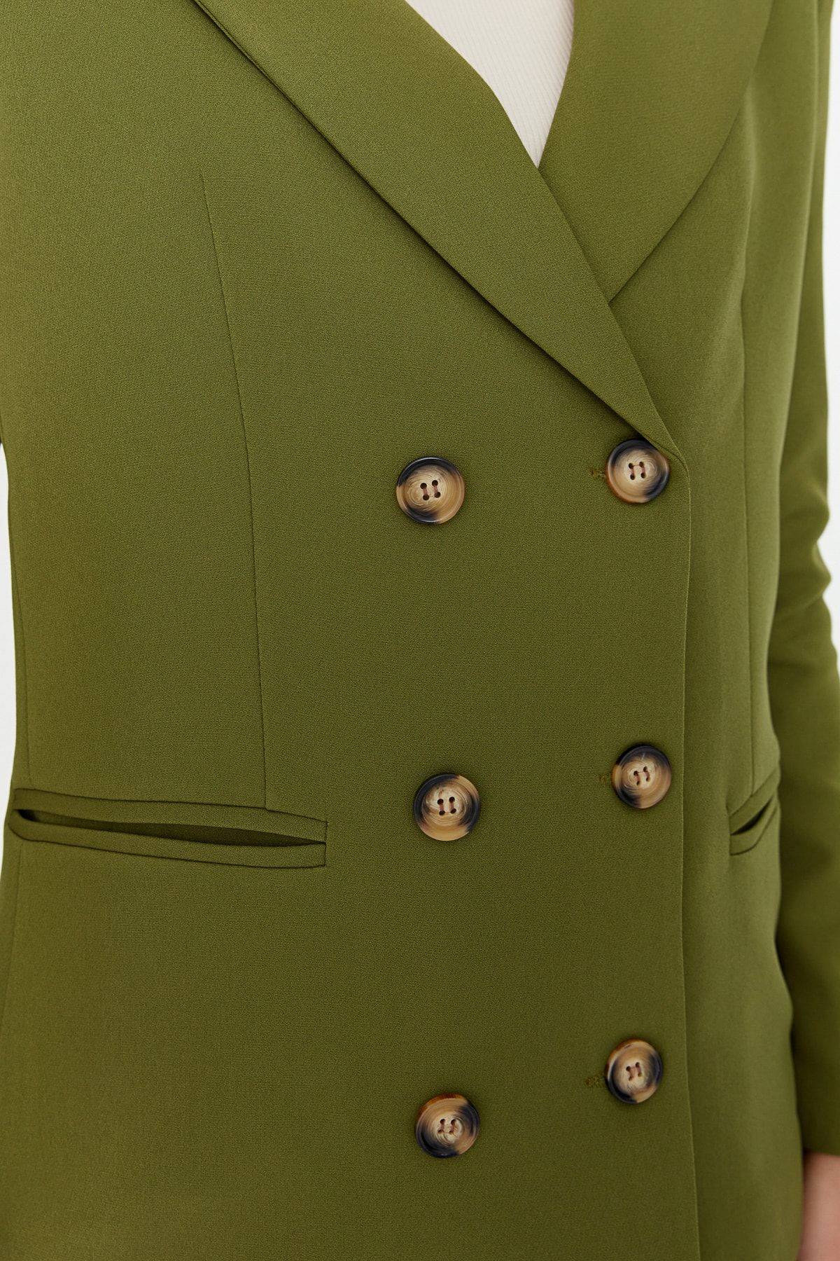 Trendyol Collection-Двобортний тканий піджак на підкладці з застібкою TWOSS21CE0029 хакі Regular на підкладці з капюшоном TWOSS21CE0029 10