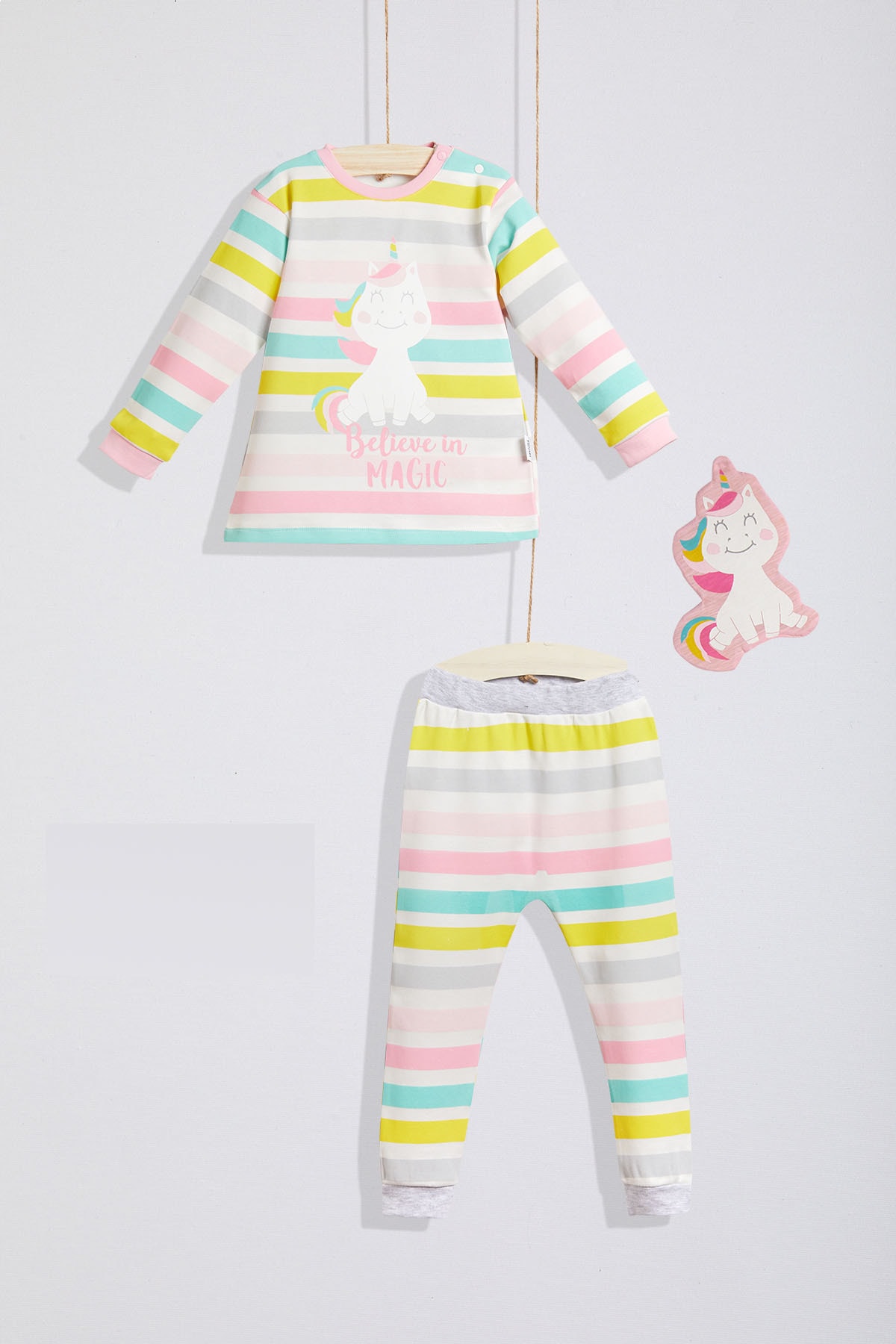 Wogi Kız Bebek 3’lü Pijama Takımı %100 Pamuk Wg-5651a