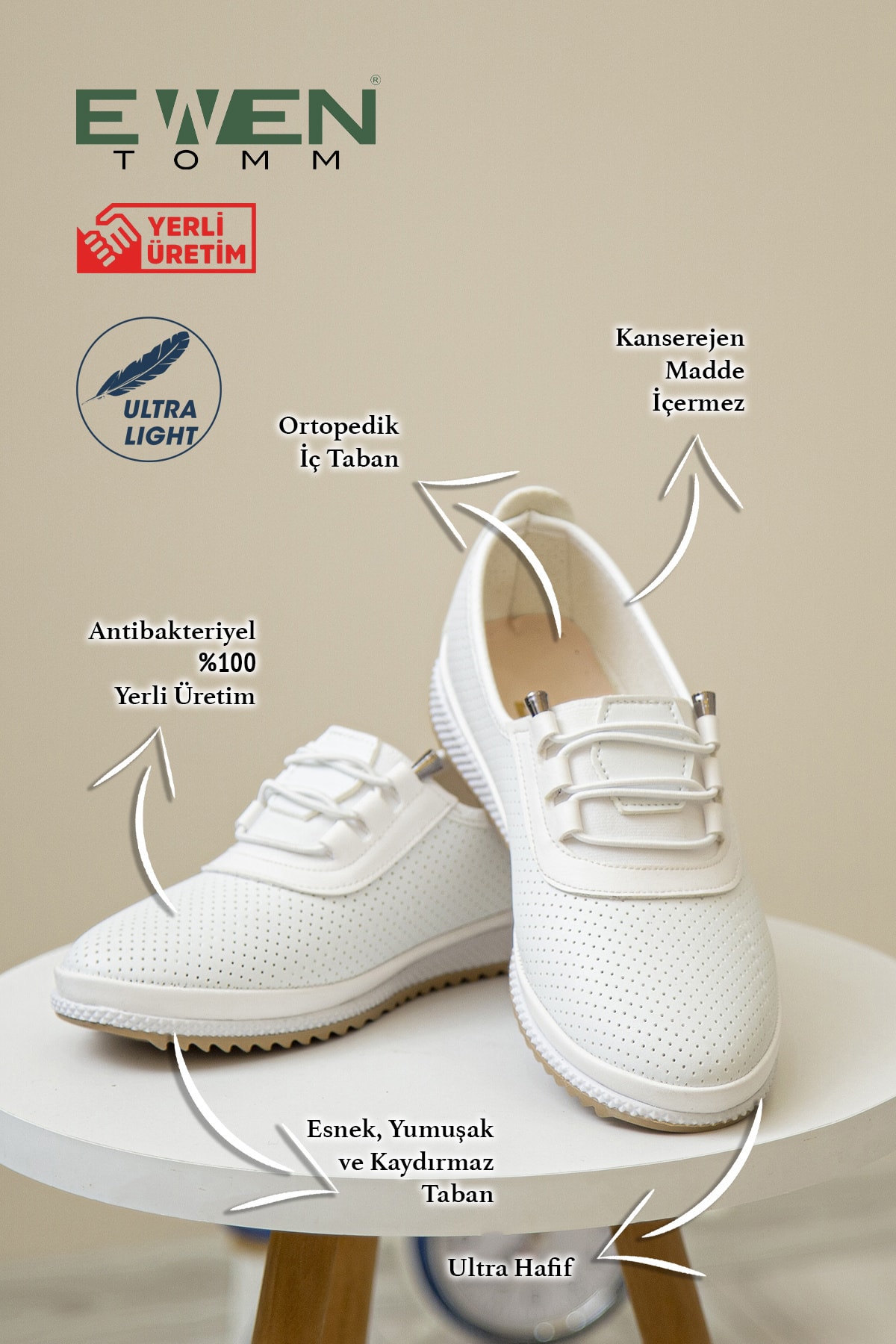 Ewen Tomm  Ortopedik Günlük Yumuşak Kadın Cilt Ipli Klasik Ayakkabı - Görsel 6