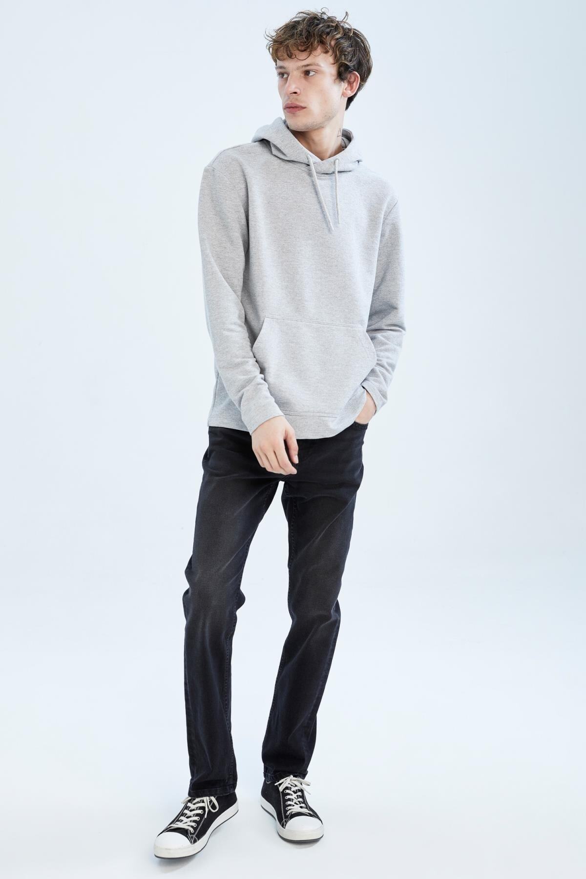 سویشرت مردانه خاکستری دفاکتو | X6031AZ22AU اورجینال - تصویر 3