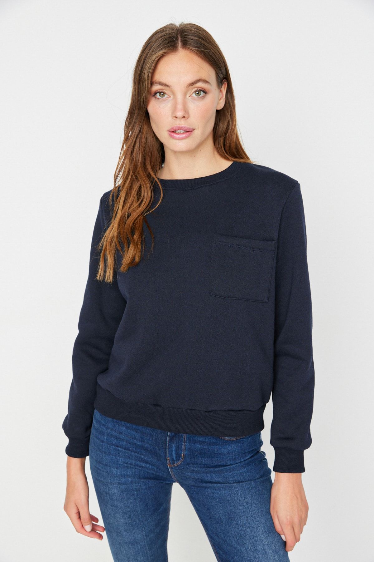 Trendyol Collection Sweatshirt Dunkelblau Regular Fit Fast ausverkauft