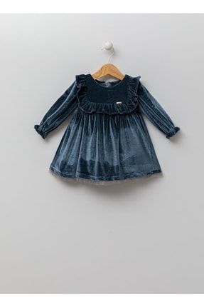 Bbaydola Kız Bebek Kadife Elbise Uzun Kollu Kışlık 3-24 Ay pb13568