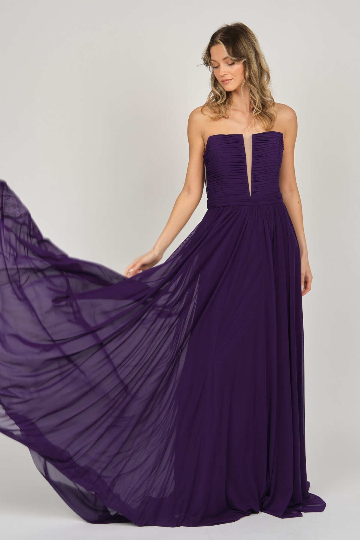 Dark purple sales strapless dress