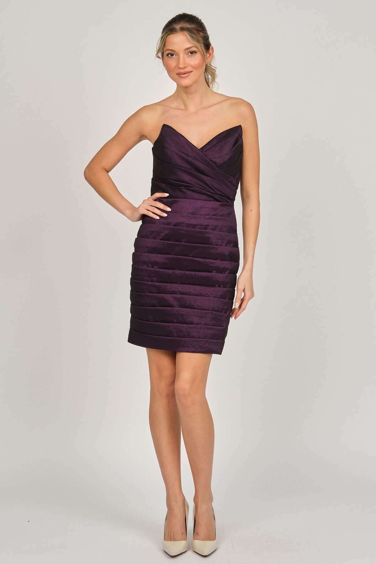 EREF VURAL Women s Short Evening Dress Plum Trendyol
