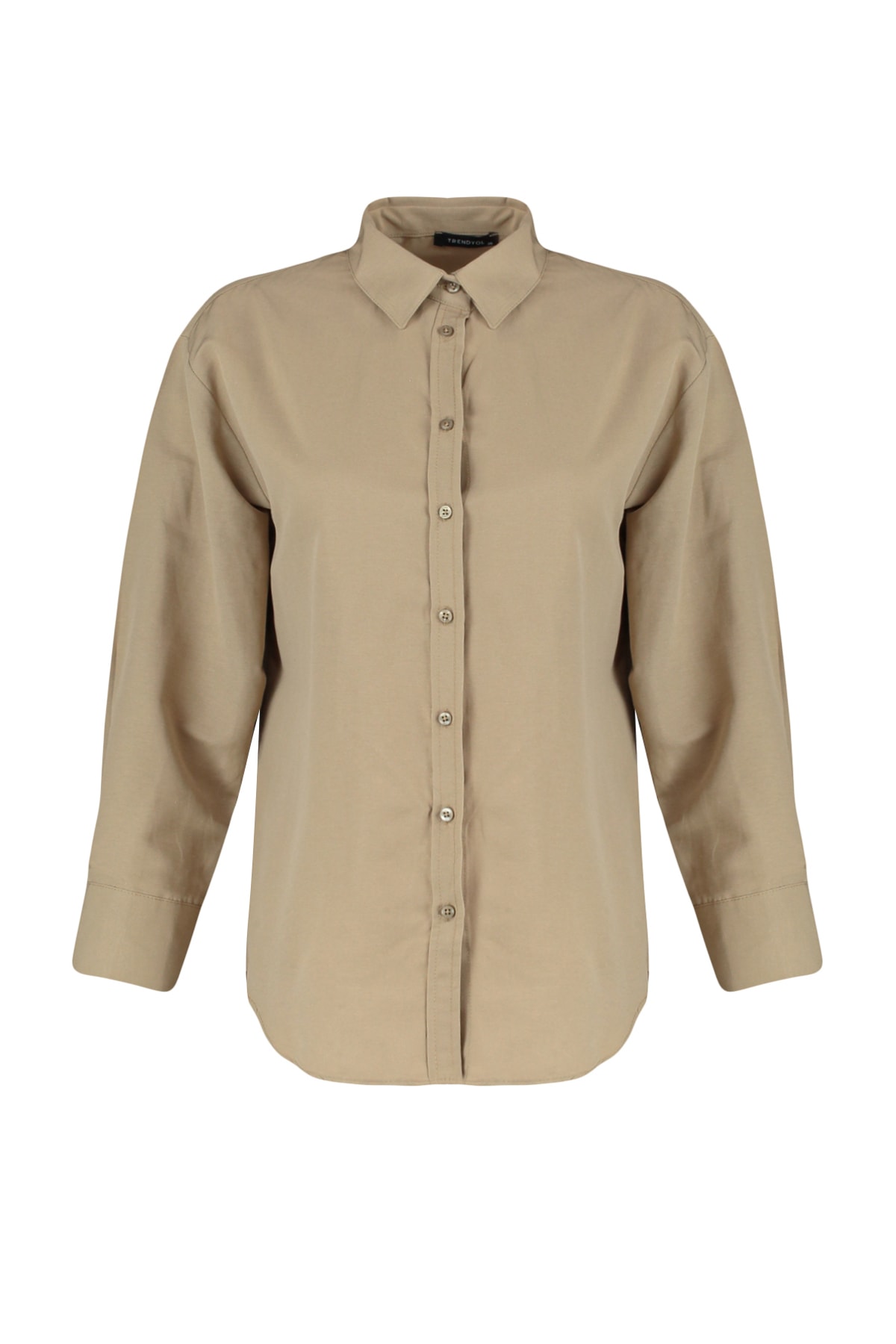  TRENDYOLM?LLA Vizon Tek Cepli Boyfriend/Geni? Kal?p Pamuklu Dokuma G?mlek