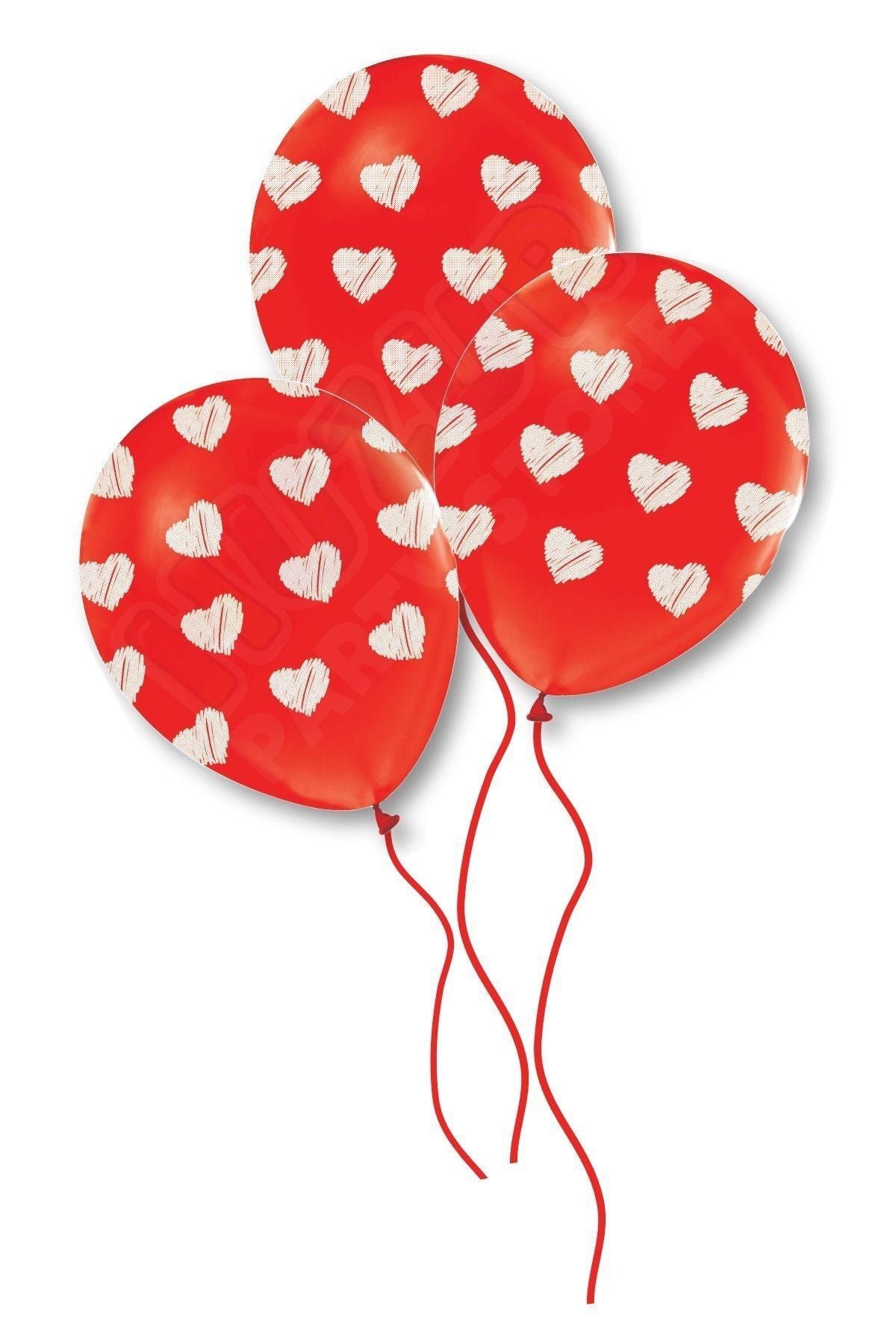 Huzur Party Store White Heart Printed Red Balloon 10 Pieces 30 Cm Pencil  Drawing Type Printing Valentine's Day Romantic - Trendyol