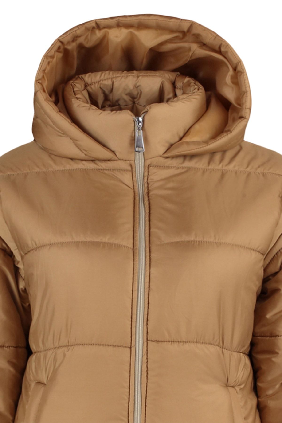 New look hooded hotsell boxy puffer in camel