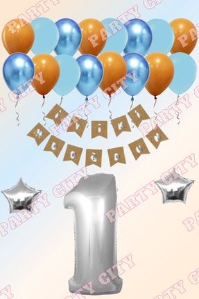 Kraft Iyi Ki Doğdun Gümüş Yıldızlı 1 Yaş Gümüş Doğum Günü Parti Kutlama Seti SET00041