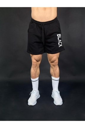 Black İstanbul Siyah Erkek Black Baskılı Regular Fit Cepli Şort