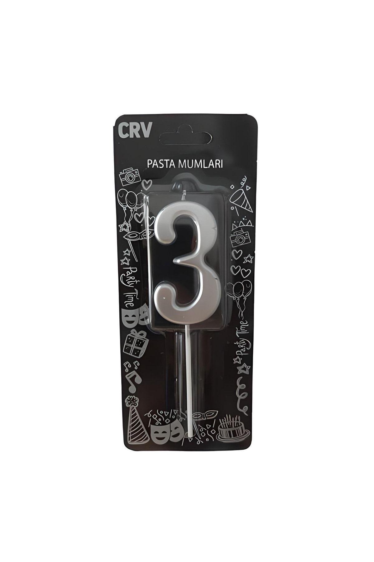 Mini Parti-Mini Party Store 7 Cm Large Number Candle Silver 3 1