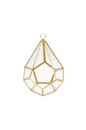 Cam Takı Mücevher Ve Yüzük Kutusu Beşgen Tabanlı Piramit 25x35 Cm Altın ETE7528Altın