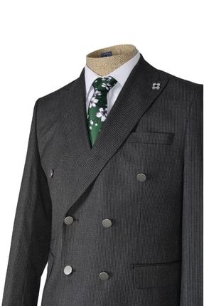 Sık Çizgili Metal Düğme Kruvaze Takım Elbise TYC00520316663