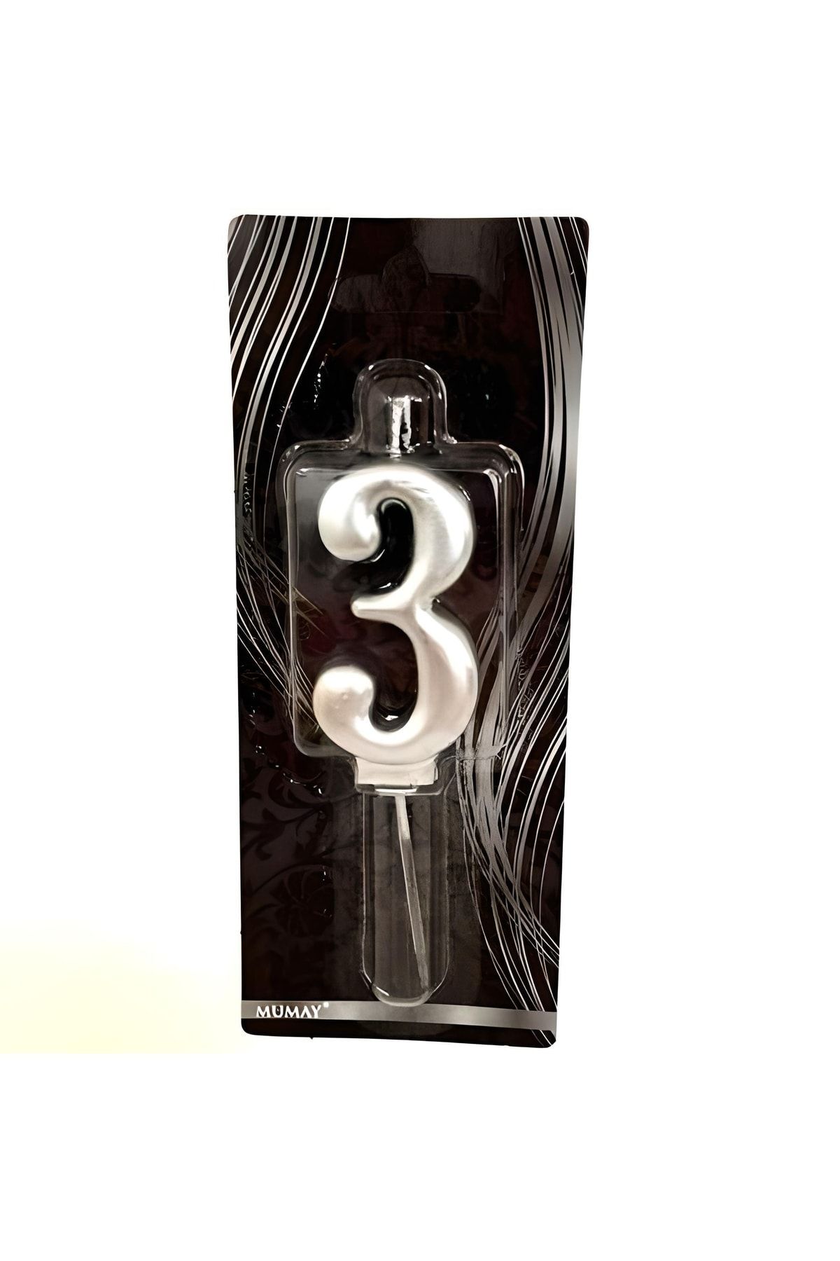 Mini Parti-Mini Party Store 3 Year Old Silver Number Candle 1