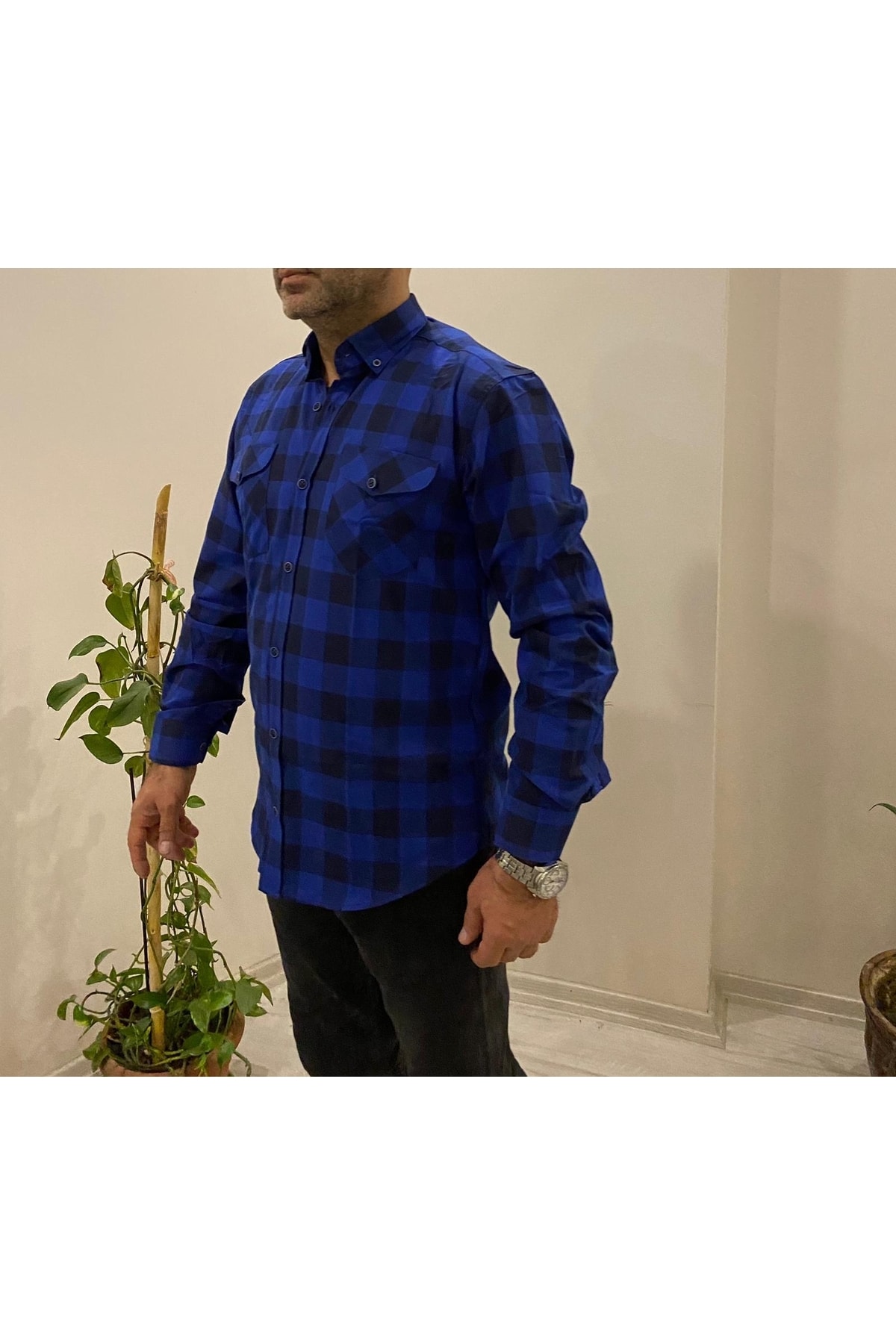 پیراهن مردانه آبی سرمه ای BENESSE | BNS0000084 اورجینال - تصویر 2