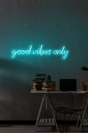 Neon Led Işıklı Good Vibes Only Yazısı Gece Lambası Ve Dekoratif Aksesuar HYLGVO