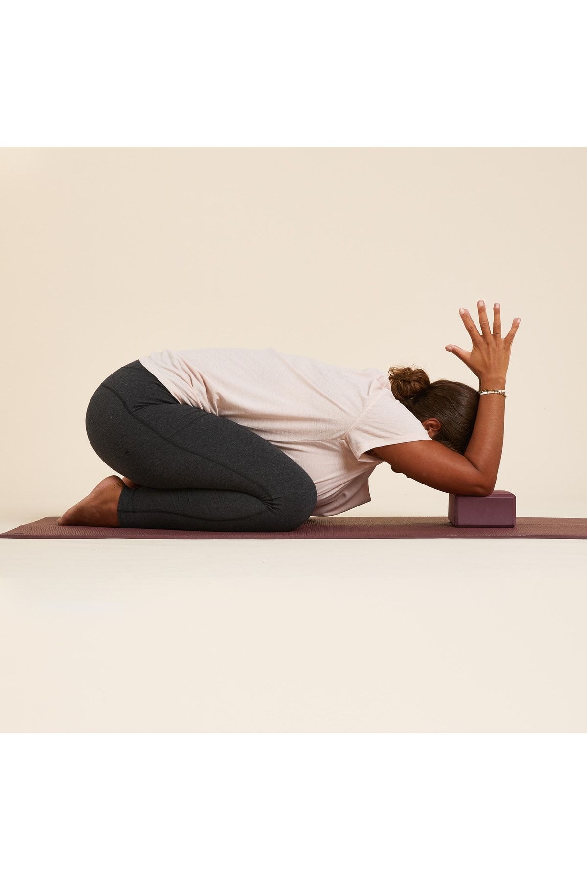 Decathlon-Claret Red Kimjaly Foam Yoga Block - Claret Red Single Size 2