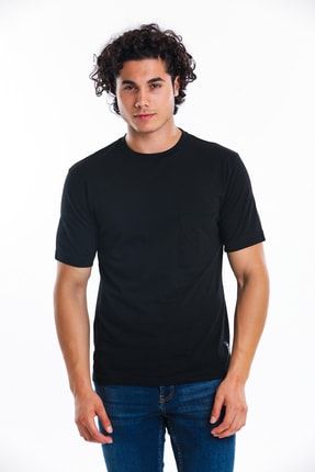 Pamuklu Cep Detaylı Erkek Düz Renk Basic Tişört 1001