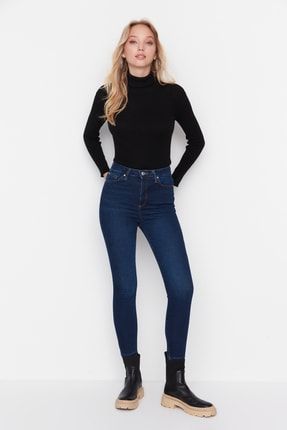 Lacivert Yüksek Bel Skinny Jeans TWOSS22JE0560