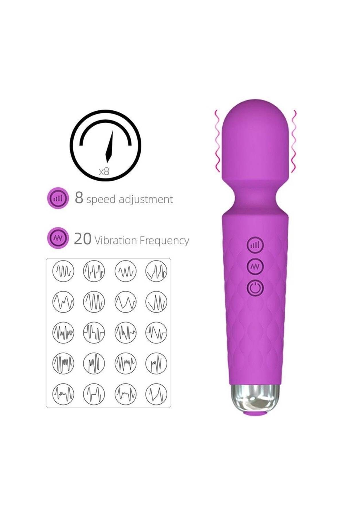 Female Wand Massager Şarjlı Mor 3