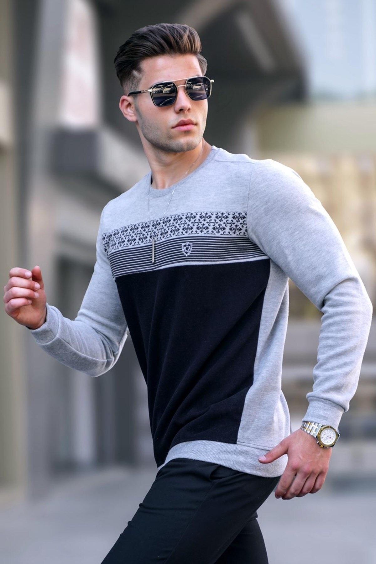 Madmext Pullover Grau Regular Fit Fast ausverkauft