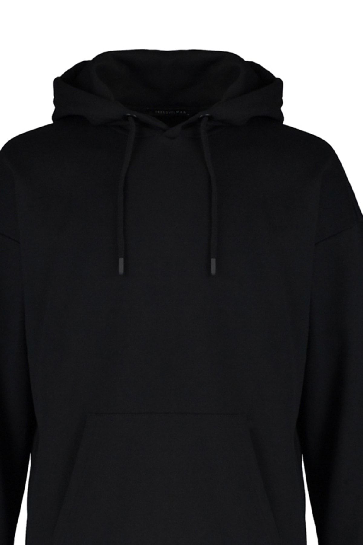 Trendyol Collection-Übergroßes schwarzes Fleece-Sweatshirt mit Kapuze - TMNAW23sw00195 13