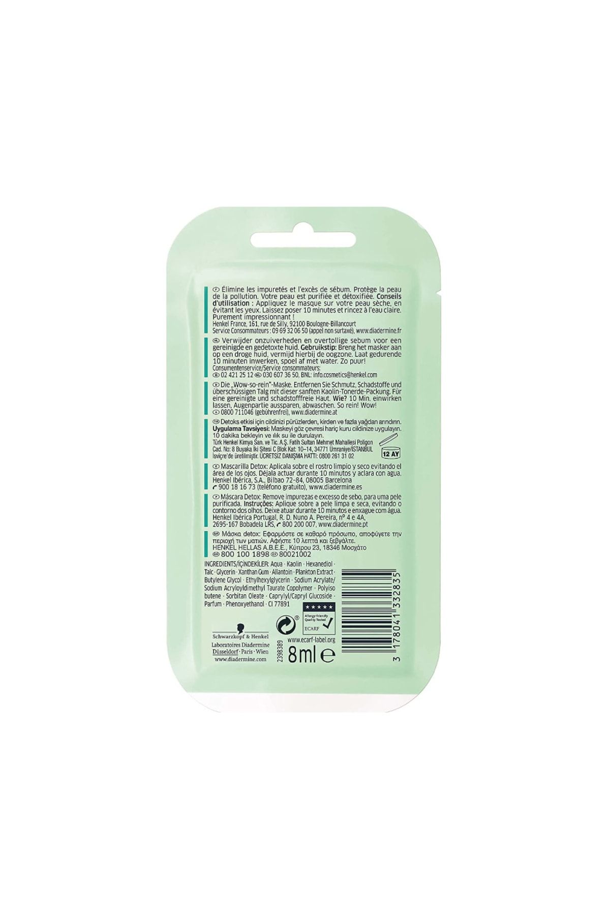 ماسک صورت Hydralist Smoothing Refreshing Detox Purifying Plankton Extract Masque 8 ml Diadermine