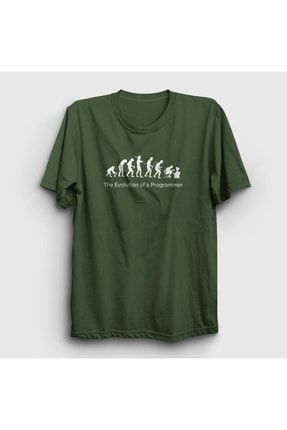 Unisex Haki Evolution Evrim Developer Yazılımcı T-shirt 332793tt