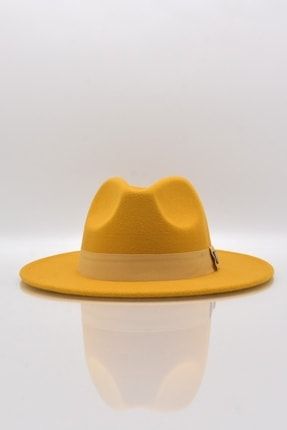 Erkek Sarı Fedora Fötr Panama Şapka KLH0854