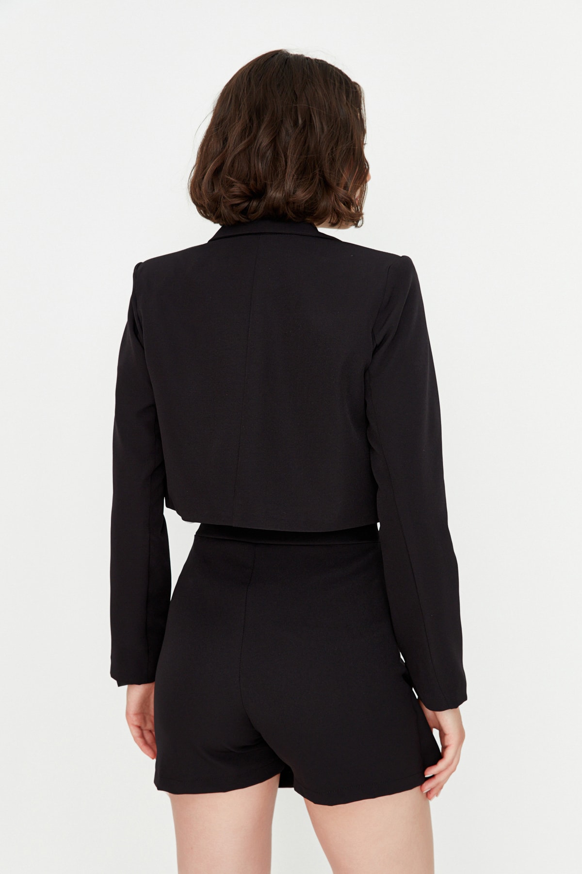 Trendyolmilla  Siyah Kruvaze Dokuma Şort Etek TWOAW20SR0072 - Görsel 9