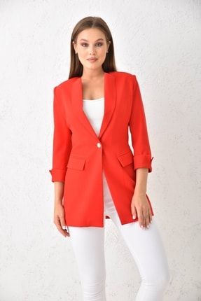 Kadın Kırmızı Truvakar Kol Ceket MAN-1538