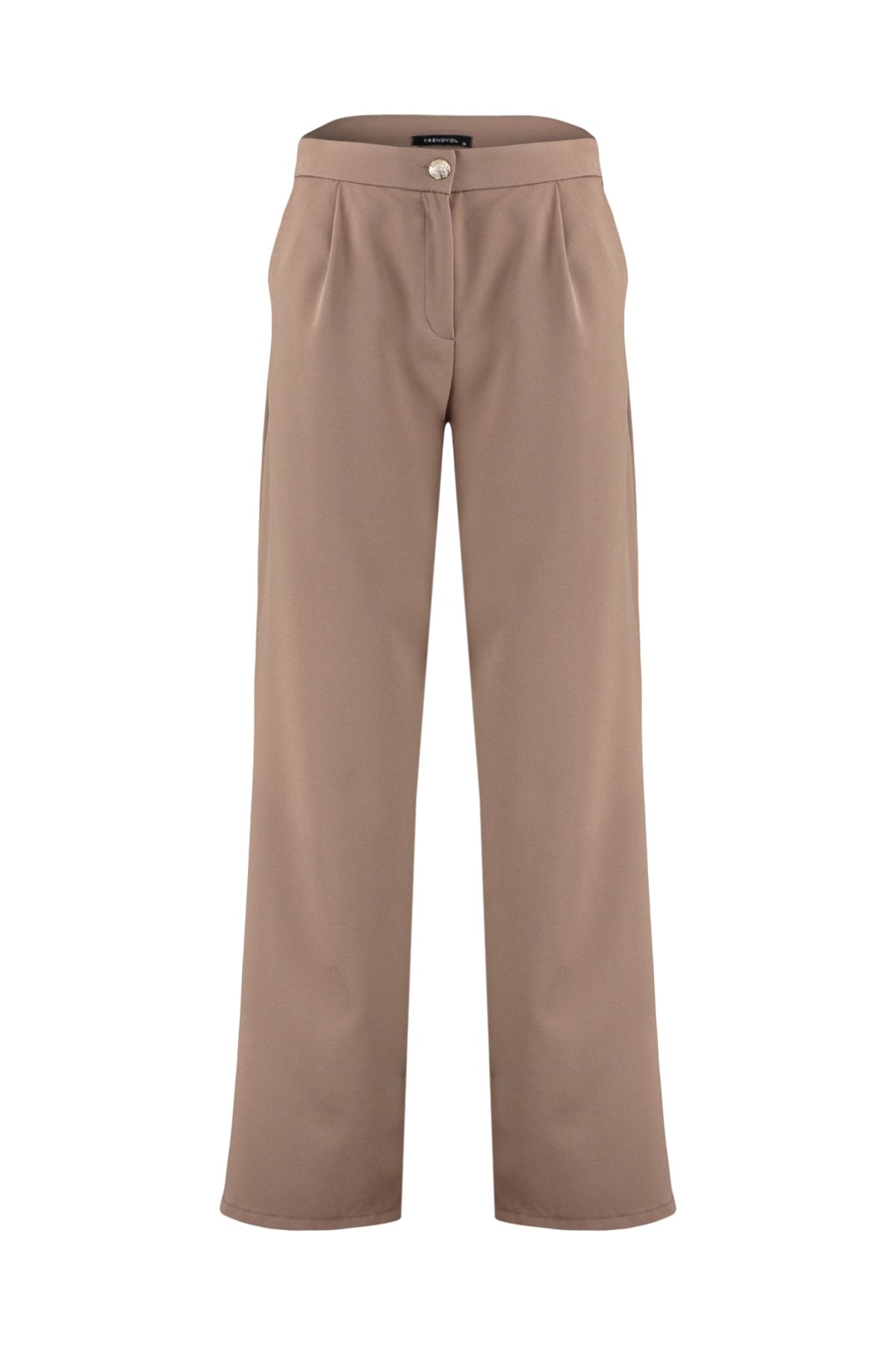 Trendyol Collection-Mink magas derekú szőtt nadrág TWOAW23PL00134 6