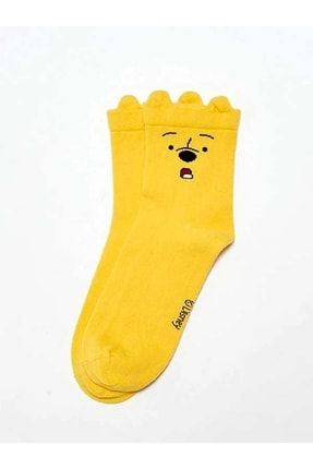 Winnie The Pooh Baskılı Pamuklu Kadın Soket Çorap 36-38 Numara KY00090