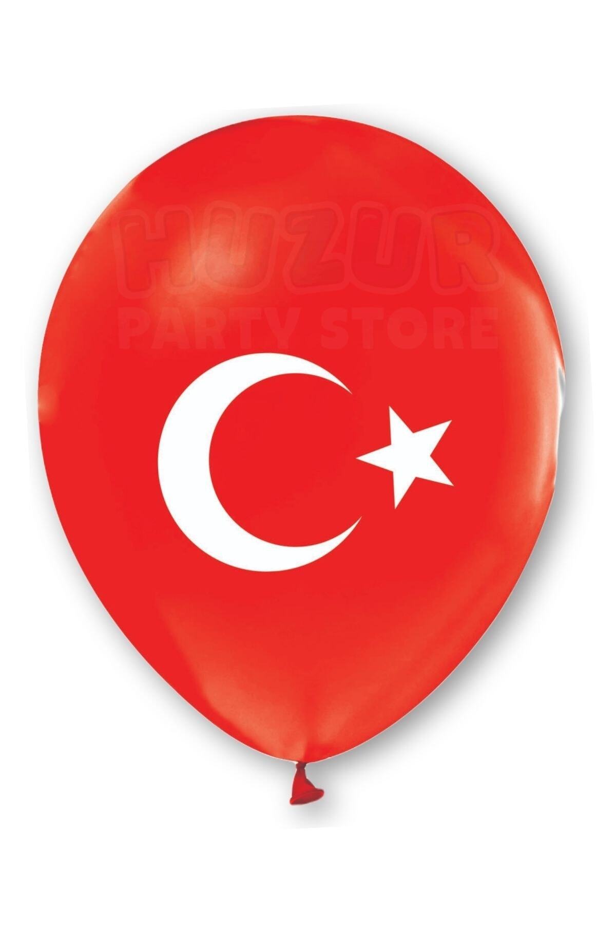 Huzur Party Store-Turkish Flag Printed 10 Balloons Crescent Star Red White Turkey Balloon 30 Cm National Holiday Decoration 4