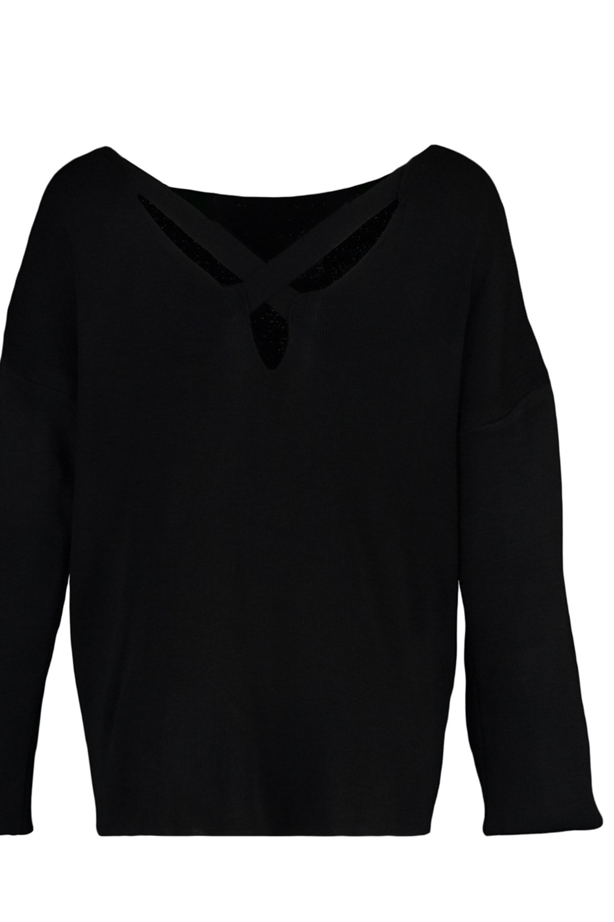 Trendyol Curve-Black Knitwear Sweater with Cross Band Detail on the Back 7