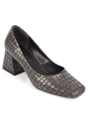 Capone Küt Burunlu Kroko Desenli Orta Blok Topuklu Kadın Ayakkabı 270-6100-MRK-01-0000