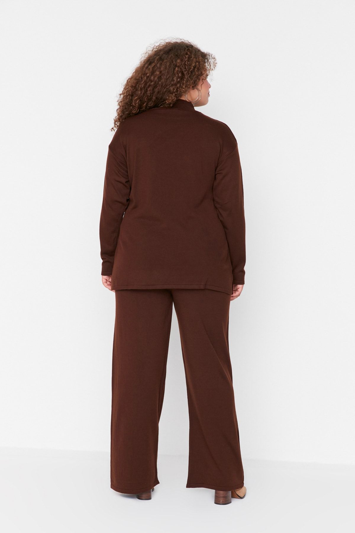 Trendyol Curve-Brown Cut Out Detailed Knitwear Top & Bottom Set 5